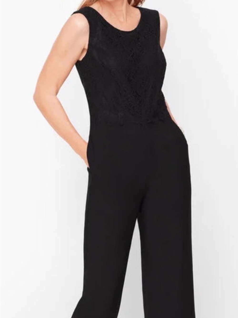 Beautiful Cocktail Ladies Black Jumpsuit with Lacy Top from Talbots, size 14P